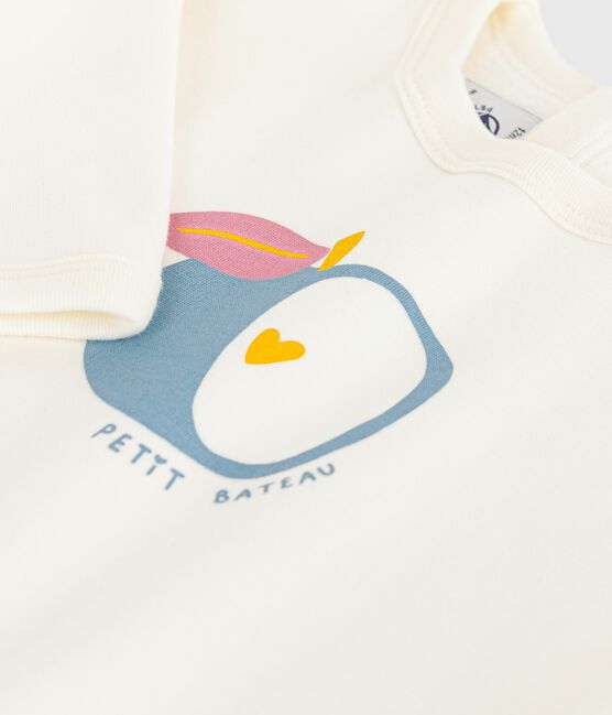 Sudadera de algodón suave y cálida con estampado de manzana para bebé crudo MILK