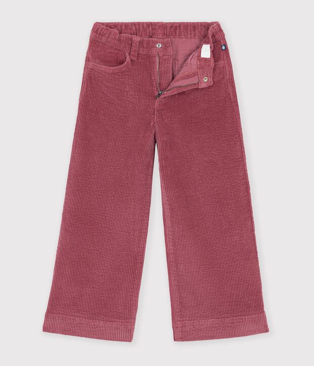 Pantal&oacute;n infantil wide leg de terciopelo rosa