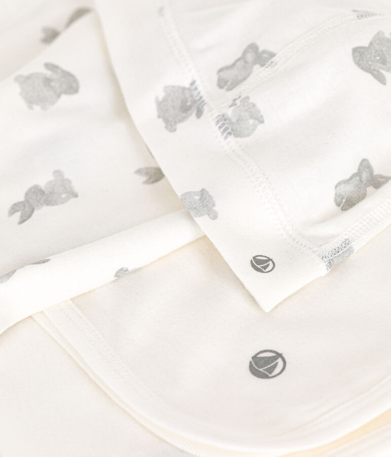 Lote de 3 art&iacute;culos de algod&oacute;n para beb&eacute; blanco/gris