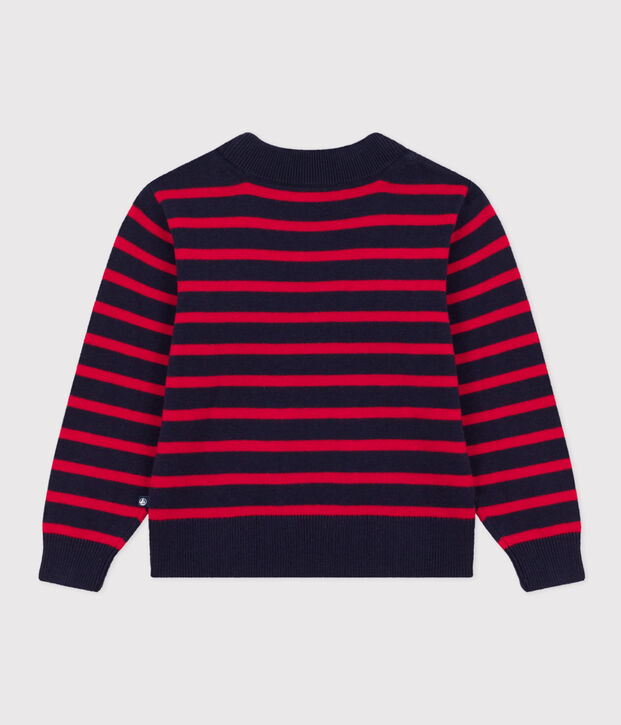 Jersey marinero de lana y algod&oacute;n de ni&ntilde;a/ni&ntilde;o azul/rojo
