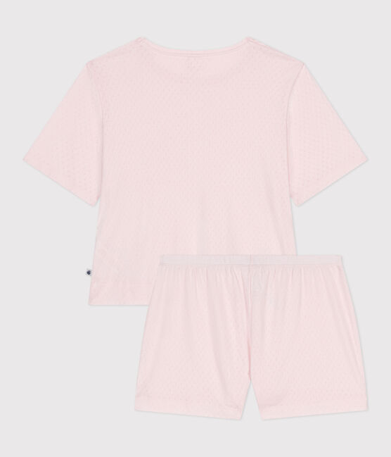 Pijama corto de manga corta de algodón para mujer rosa FLEUR
