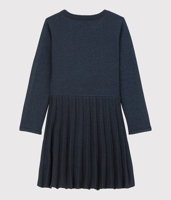 Vestido de manga larga de algodón de niña azul SMOKING BRILLANT