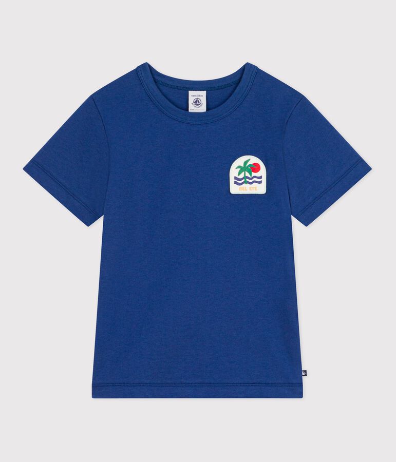 Camiseta de algod&oacute;n de manga corta para ni&ntilde;os azul