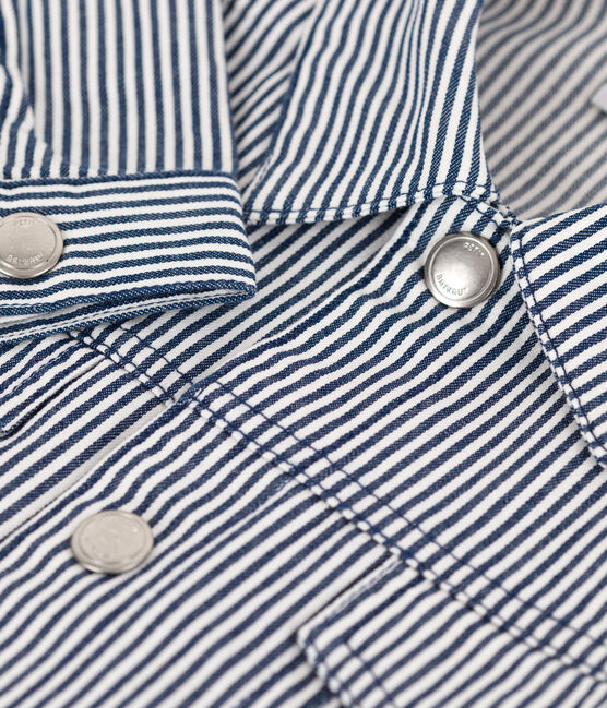 Chaqueta de tela de algodón a rayas para niña azul MEDIEVAL/blanco MARSHMALLOW