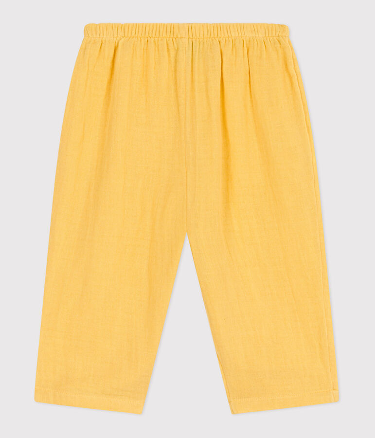 Pantal&oacute;n liso de gasa de algod&oacute;n para beb&eacute; amarillo ORGE