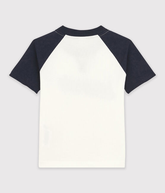 Camiseta de manga corta de punto para niño blanco MARSHMALLOW/azul SMOKING