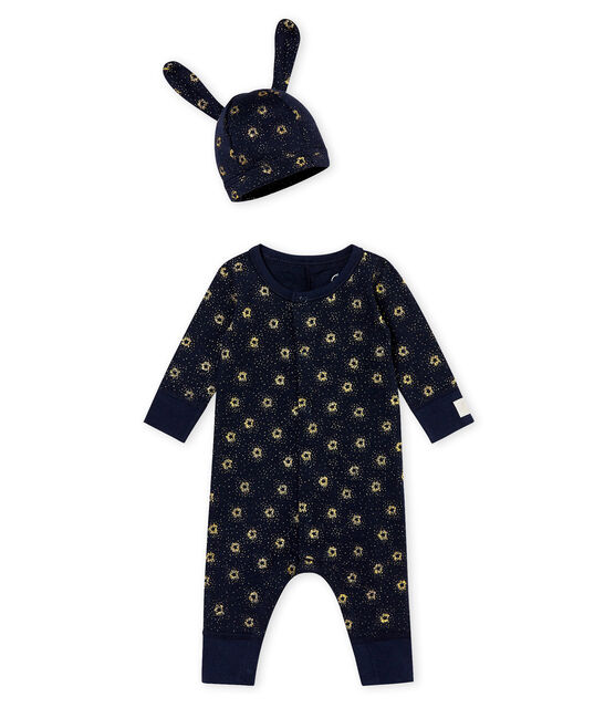 Pelele y gorrito para bebé niño azul SMOKING/amarillo DORE