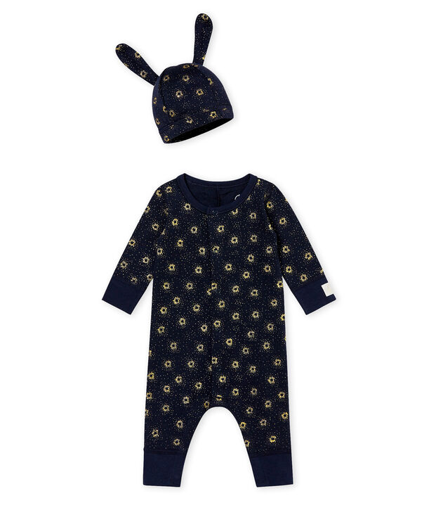 Pelele y gorrito para beb&eacute; ni&ntilde;o azul/amarillo