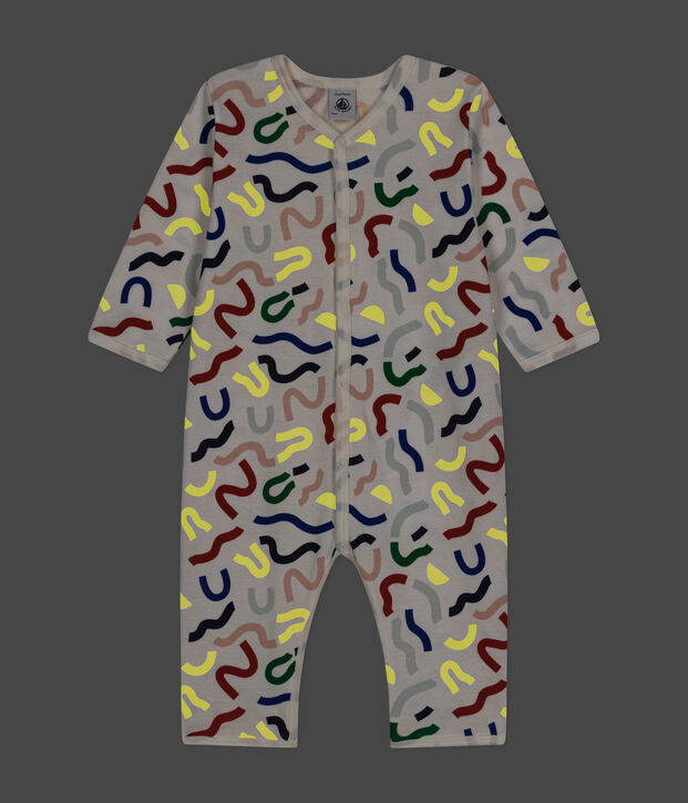 Pijama sin pies con estampado fosforescente de algod&oacute;n para beb&eacute; blanco/multicolor