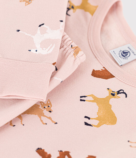 Pijama de felpa con animales para niño/niña rosa SALINE/blanco MULTICO