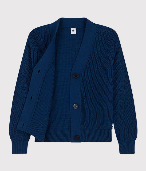 Chaqueta de punto ingl&eacute;s de algod&oacute;n para mujer azul