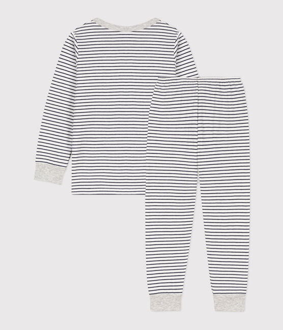 Pijama de túbico a rayas para niño/niña blanco MARSHMALLOW/azul SMOKING