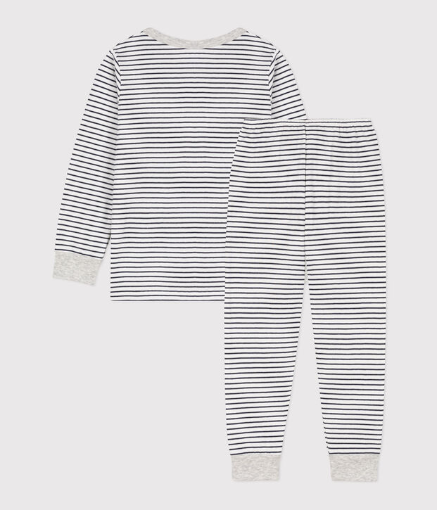 Pijama de t&uacute;bico a rayas para ni&ntilde;o/ni&ntilde;a blanco/azul