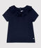 Blusa calada de manga corta de algodón de bebé niña azul SMOKING