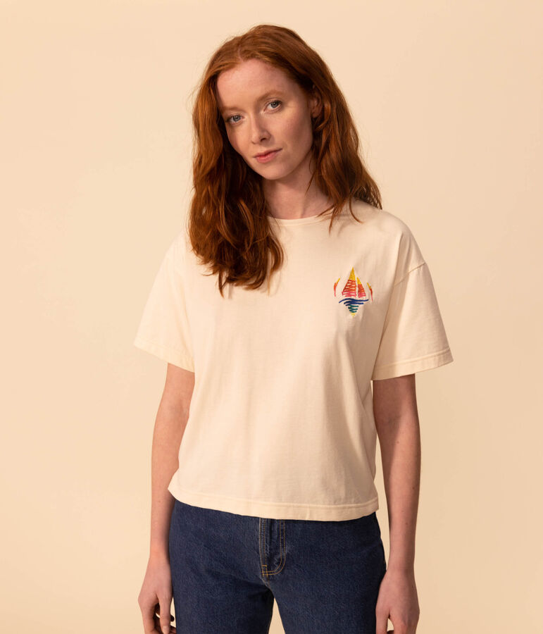 Camiseta LE BOXY de algod&oacute;n para mujer crudo