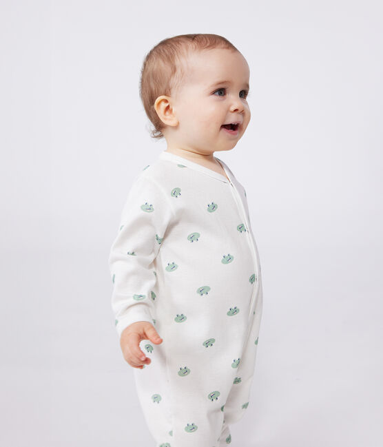 Pijama de algodón con ranas para bebé blanco MARSHMALLOW/blanco MULTICO