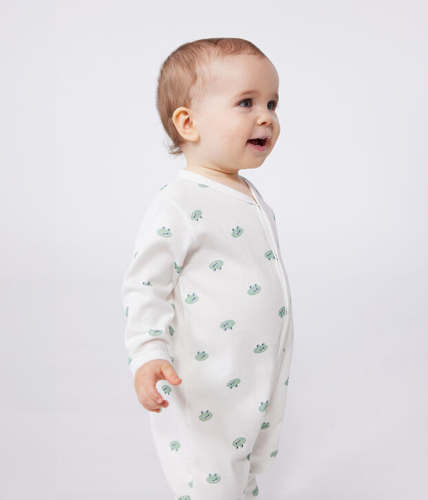 Pijama de algod&oacute;n con ranas para beb&eacute; blanco/multicolor