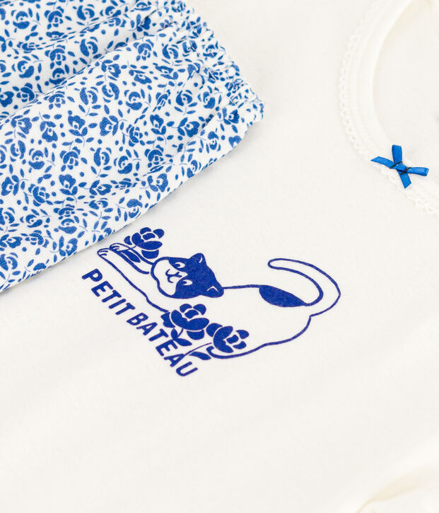 Pijama infantil corto de algod&oacute;n azul/azul