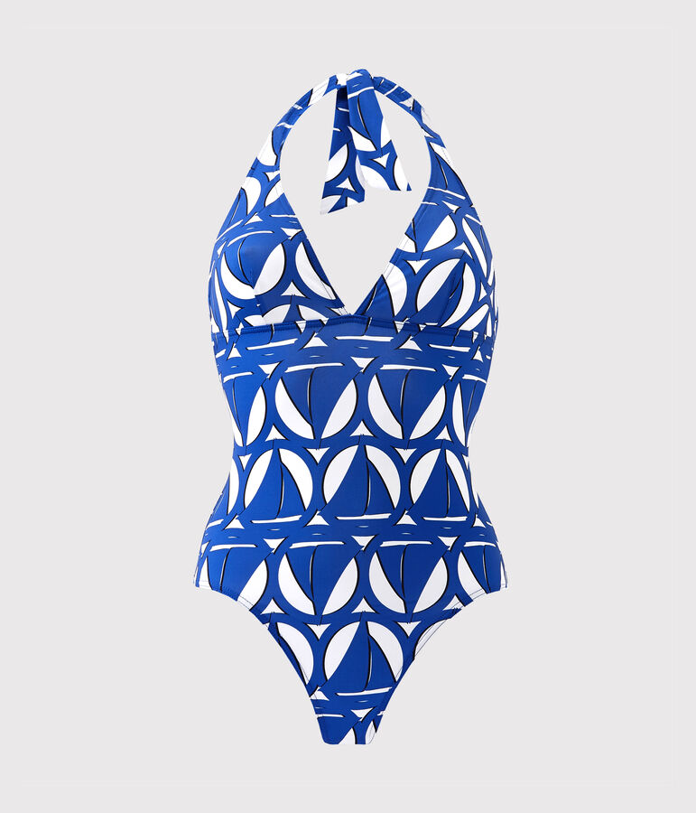 Ba&ntilde;ador estampado de 1 pieza para mujer blanco/azul/multicolor