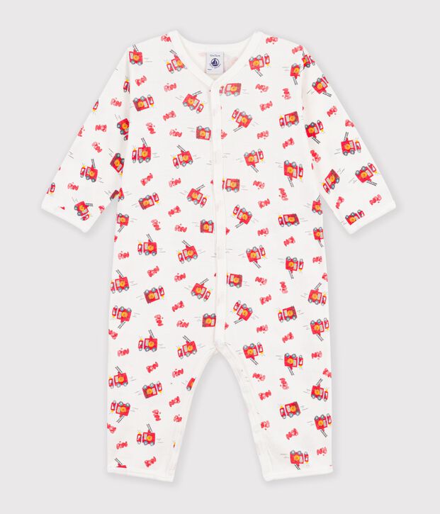 Pijama sin pies de algod&oacute;n con estampado de bombero para beb&eacute; blanco/multicolor