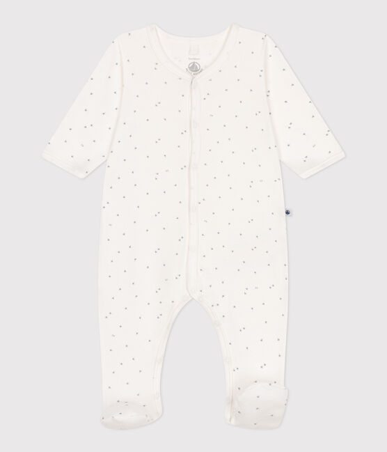 Pijama para bebé de algodón con estrellitas blanco MARSHMALLOW/blanco MISTIGRI
