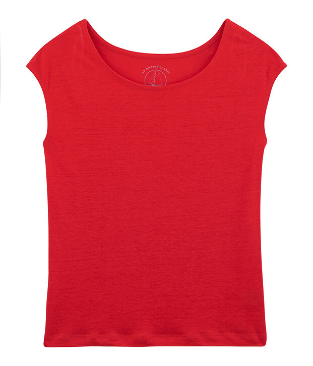 Camiseta de lino para mujer rojo