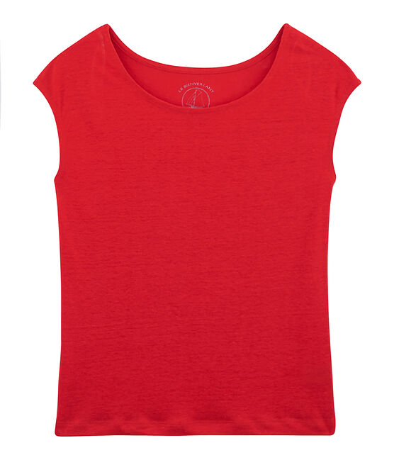 Camiseta de lino para mujer rojo PEPS