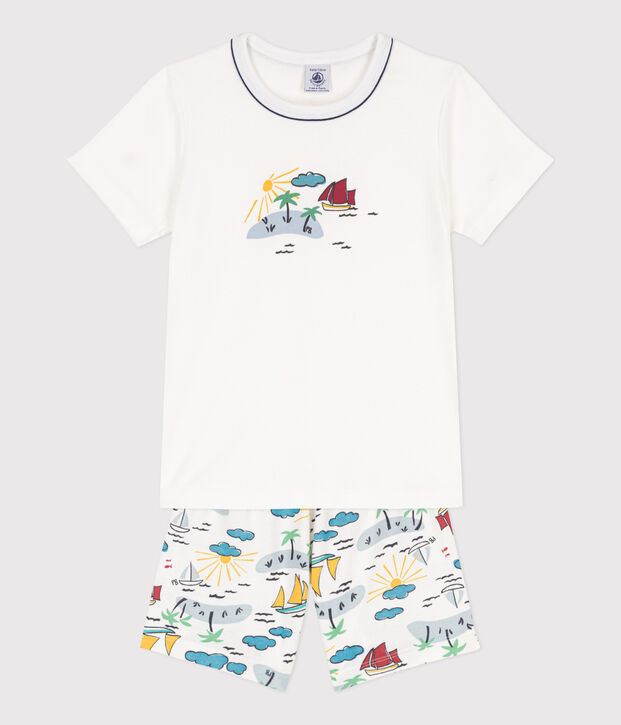 Pijama corto de algod&oacute;n de explorador para ni&ntilde;o/ni&ntilde;a blanco/multicolor
