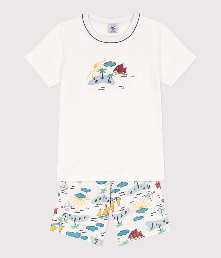 Pijama corto de algod&oacute;n de explorador para ni&ntilde;o/ni&ntilde;a blanco/multicolor