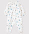 Mono largo con estampado de flores para bebé niña de tejido de pañal blanco MARSHMALLOW/blanco MULTICO