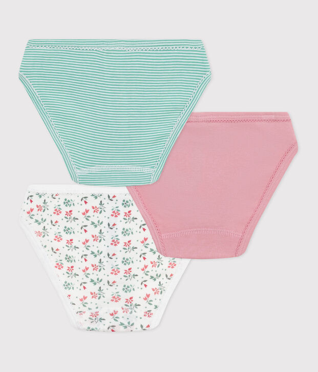 Juego de 3 braguitas infantiles de algod&oacute;n con flores multicolor