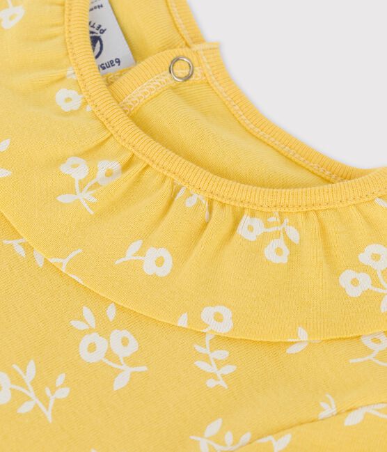 Camiseta de manga corta de algodón de niña amarillo ORGE/blanco MARSHMALLOW