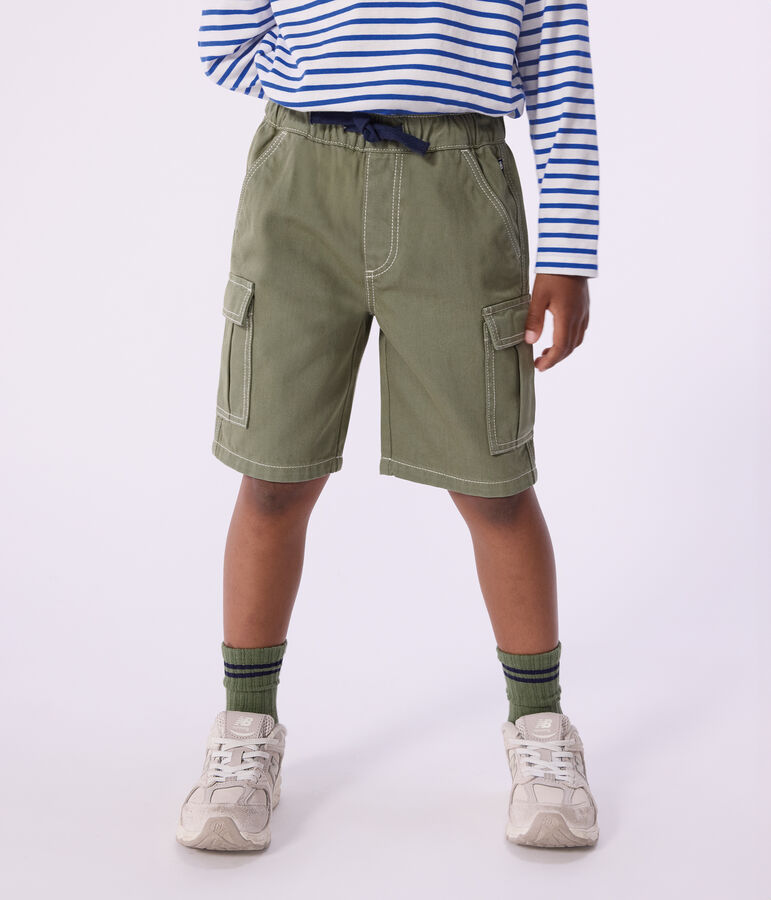 Bermudas cargo infantiles de algod&oacute;n verde OLIVINE
