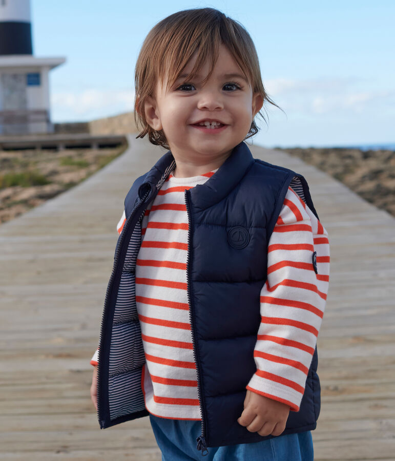 Plum&iacute;fero acolchado sin mangas de beb&eacute; azul