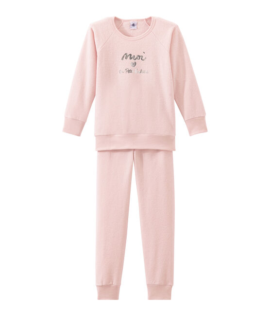 Pijama para niña en rizo esponja afelpadao extra cálido rosa JOLI