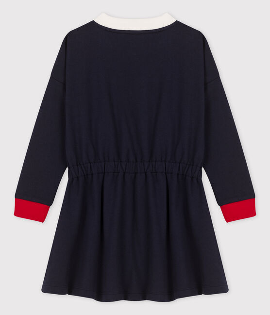 Vestido de manga larga de muletón de niña azul SMOKING
