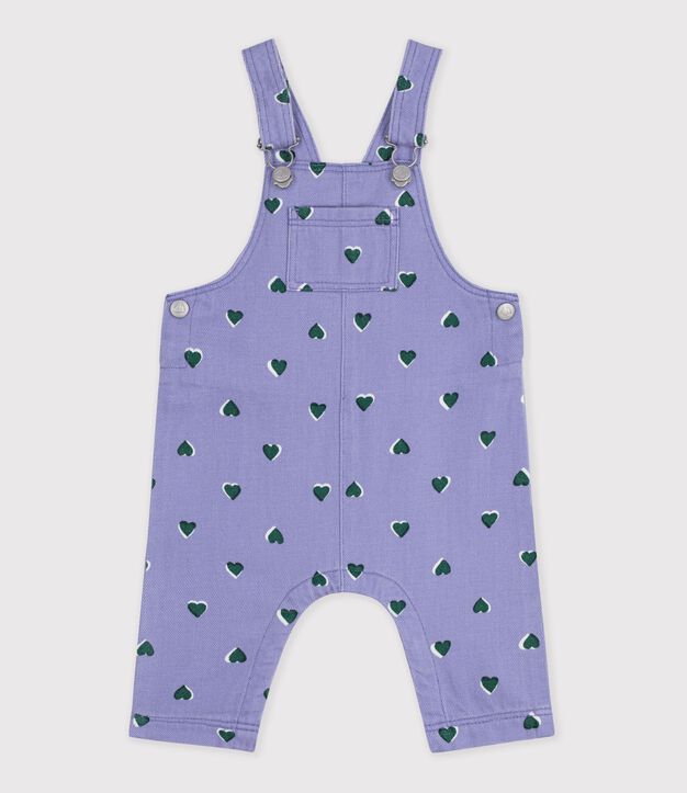 Peto largo de sarga con estampado de corazones para beb&eacute; violeta/multicolor