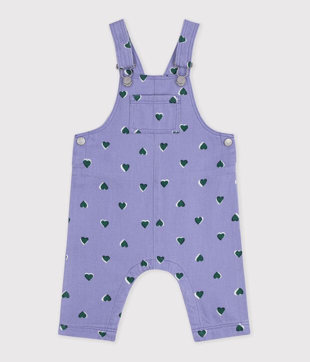 Peto largo de sarga con estampado de corazones para beb&eacute; violeta/multicolor