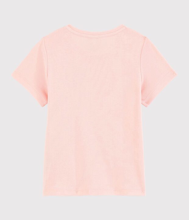 Camiseta de manga corta de algod&oacute;n de ni&ntilde;a rosa