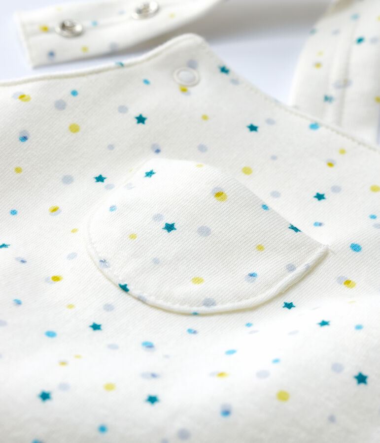 Mono corto de beb&eacute; en punto de doble cara de algod&oacute;n ecol&oacute;gico blanco MARSHMALLOW/blanco MULTICO