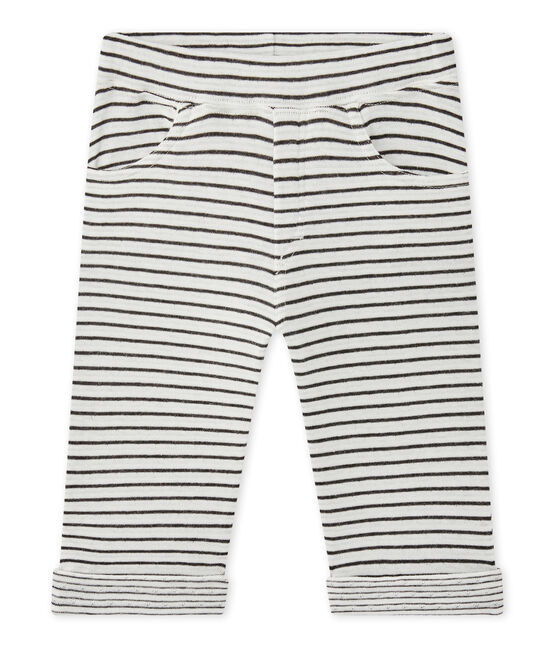 Pantalón bebé niño a rayas blanco MARSHMALLOW/negro CITY