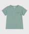 Camiseta infantil lisa de manga corta de algodón verde PAUL