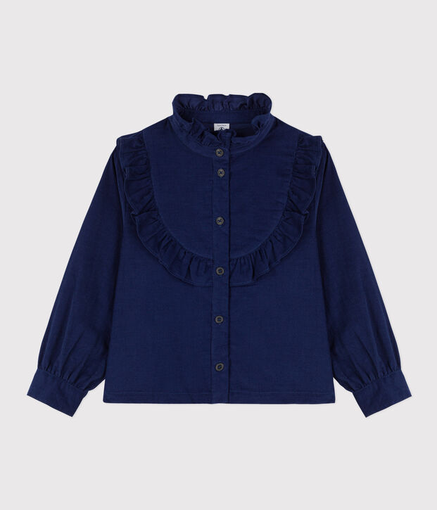 Blusa de micro pana de ni&ntilde;a azul