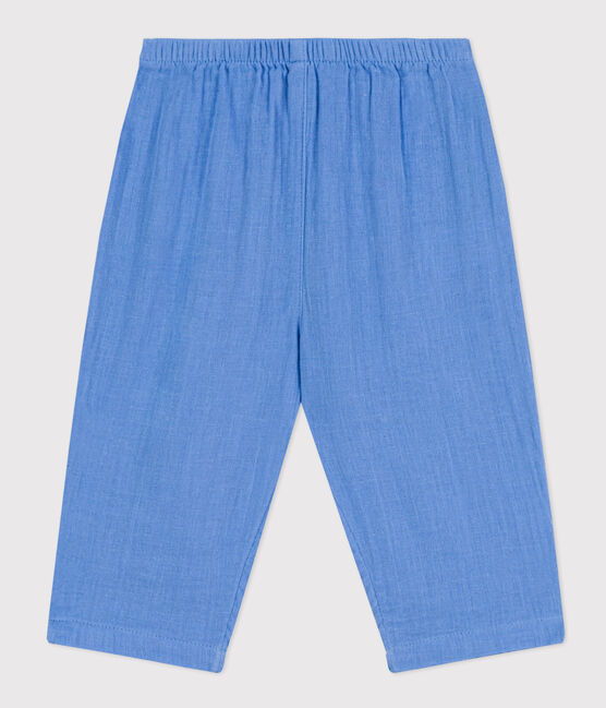 Pantalón de gasa de algodón para bebé azul EDNA