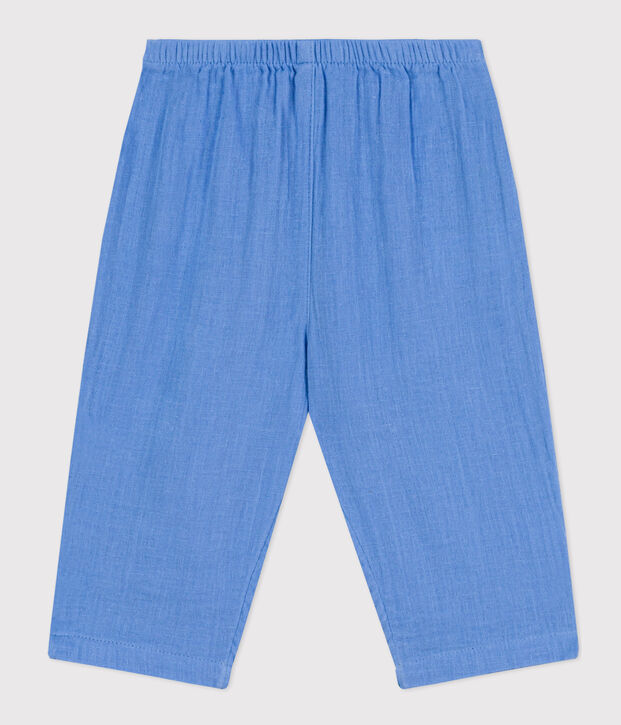 Pantal&oacute;n de gasa de algod&oacute;n para beb&eacute; azul