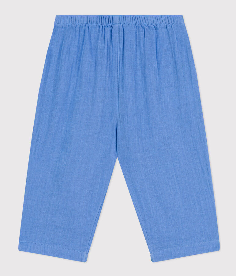 Pantal&oacute;n de gasa de algod&oacute;n para beb&eacute; azul