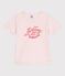 Camiseta infantil de manga corta de algodón con estampado rosa FLEUR