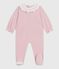 Pijama liso de terciopelo con abertura trasera para bebé rosa JOLI