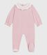 Pijama liso de terciopelo con abertura trasera para bebé