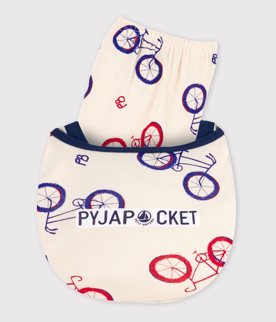 Pijama corto de algodón con motivo de bicicleta para niña / niño  blanco AVALANCHE/ MULTICO